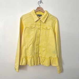 Ruffled-Hem Denim Jacket